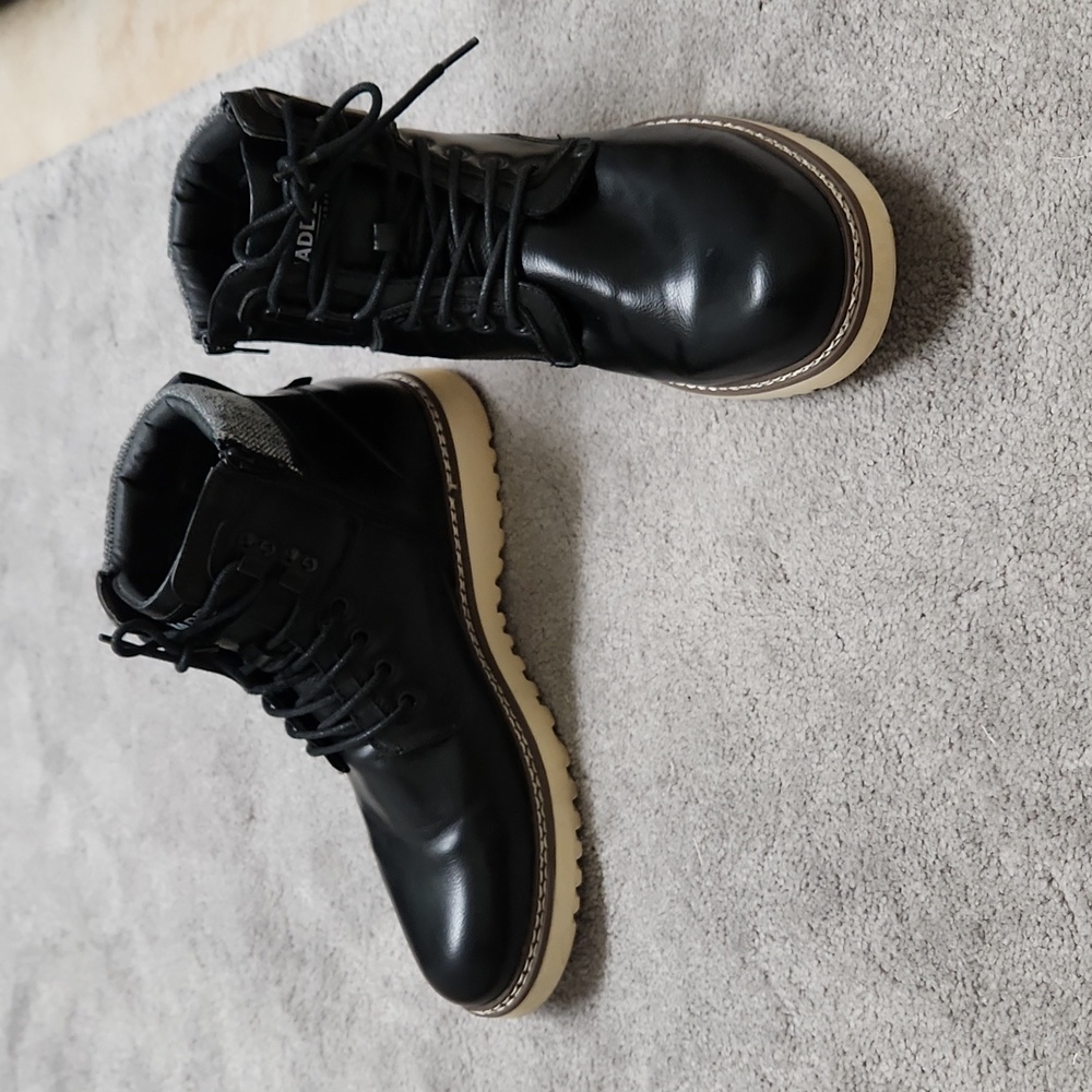 Steve Madden Black Boots Deelin Sz 11 Side Zipper & Lace Up - Picture 4 of 13